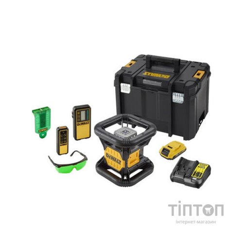 Лазерний нівелір DeWALT ротаційний, 18В XR Li-Ion, зелений промінь, 4.5 кг, 2Ah, ЗУ, кейс (DCE079D1G)