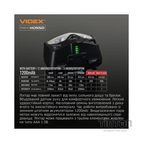Ліхтар Videx VLF-H055D 500Lm 5000K (VLF-H055D)