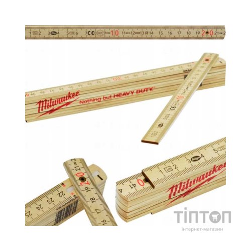 Лінійка будівельна Milwaukee складана тонка дерев'яна, 2м (4932459303)