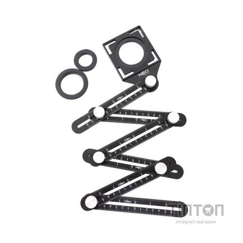 Лінійка будівельна Neo Tools кутова, алюміній, 6 плечей шкалою 0-6 см, отвори у шаблоні 2 (72-351)