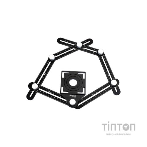 Лінійка будівельна Neo Tools кутова, алюміній, 6 плечей шкалою 0-6 см, отвори у шаблоні 2 (72-351)