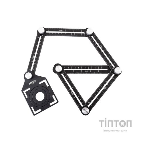 Лінійка будівельна Neo Tools кутова, алюміній, 6 плечей шкалою 0-6 см, отвори у шаблоні 2 (72-351)