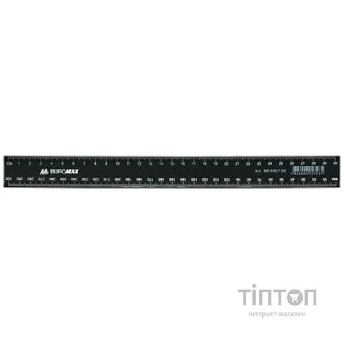 Лінійка BUROMAX 30см, plastic, black, blister (BM.5827-30)