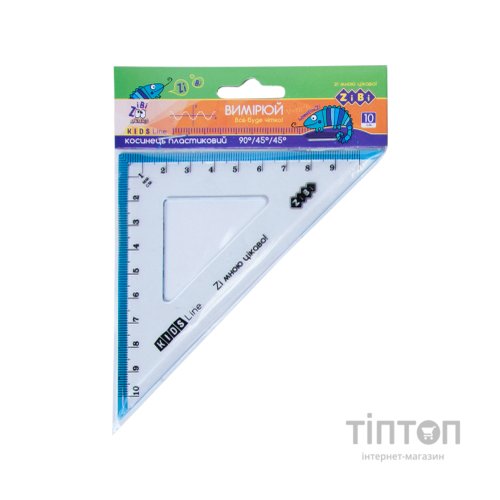 Лінійка ZiBi Kids Line Косинець 100мм з блакитною смужкою, блістер (ZB.5620-14)