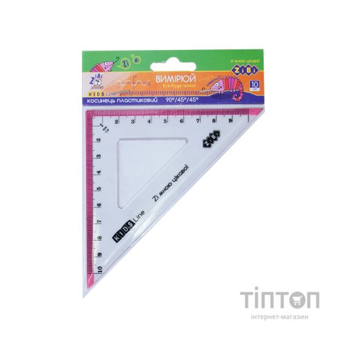 Лінійка ZiBi Kids Line Косинець 100мм з рожевою смужкою, блістер (ZB.5620-10)