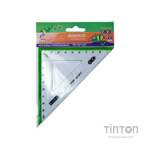 Лінійка ZiBi Kids Line Косинець 100мм з салатовою смужкою, блістер (ZB.5620-15)