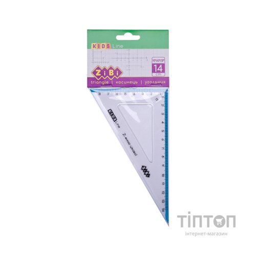 Лінійка ZiBi Kids Line Косинець 140мм, 90°/60° з блакитною смужкою, блістер (ZB.5622-14)