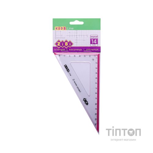 Лінійка ZiBi Kids Line Косинець 140мм, 90°/60° з рожевою смужкою, блістер (ZB.5622-10)