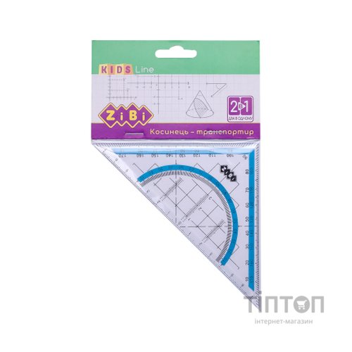 Лінійка ZiBi Kids Line Косинець 2 в 1,140мм, 90 ° / 45 °, з блакитною смужкою, блістер (ZB.5623-14)