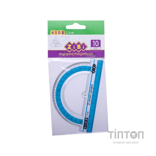 Лінійка ZiBi Транспортир 100мм, з блакитною смужкою, блістер (ZB.5640-14)
