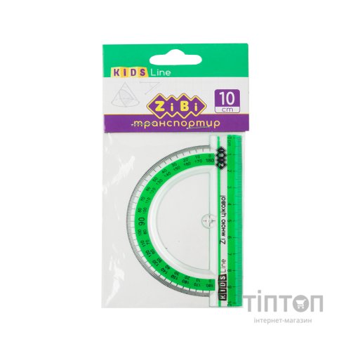 Лінійка ZiBi Транспортир 100мм, з салатовою смужкою, блістер (ZB.5640-15)