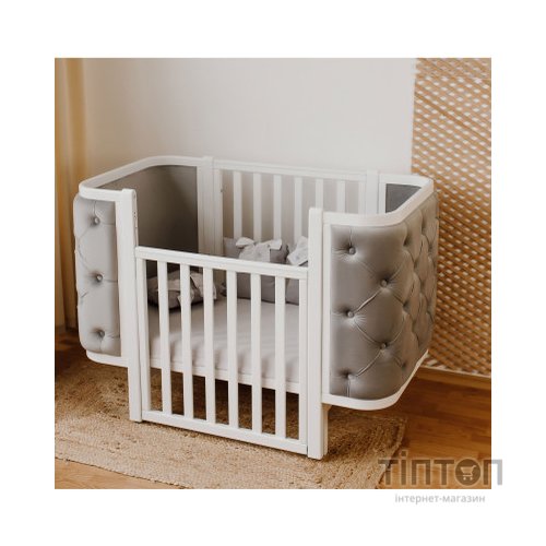 Ліжечко Angelo Luna гудзики біло-сіре (велюр) 120х60 (12011)