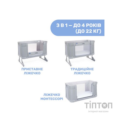 Ліжечко Chicco Next2Me Forever 3 в 1 Сіре (79650.61)