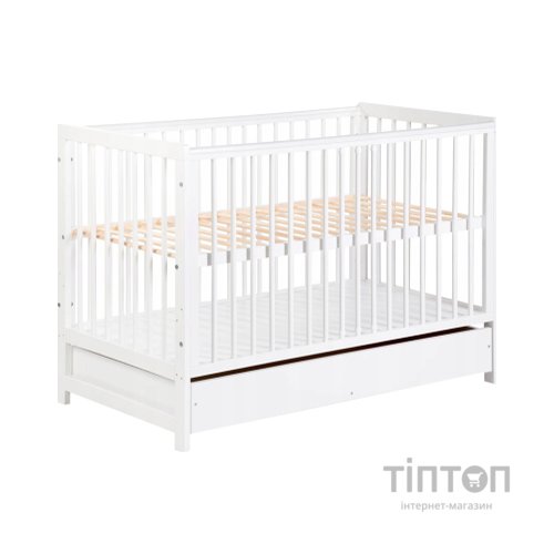 Ліжечко Klups Timi з шухлядою та поручнями безпеки 120 х 60 см Біле (TIMI3)