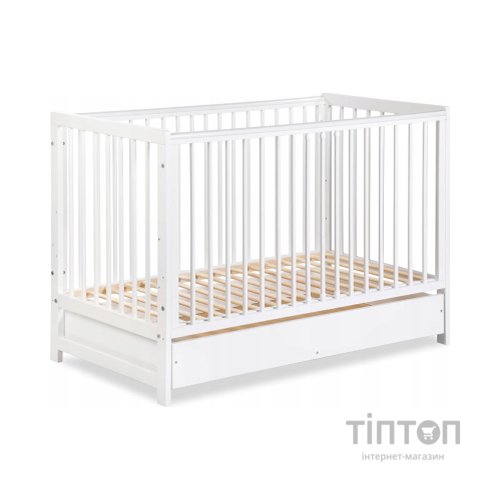 Ліжечко Klups Timi з шухлядою та поручнями безпеки 120 х 60 см Біле (TIMI3)