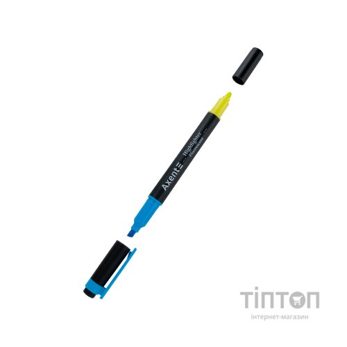 Маркер Axent Highlighter Dual 2-4 мм клиноподібний блакитний+жовтий (2534-02-A)
