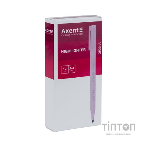 Маркер Axent Highlighter Pastel 2-4 мм клиноподібний рожевий (2533-10-A)