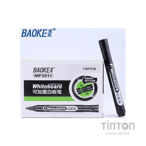 Маркер Baoke для сухостираємих дощок, 1.8 мм чорний (MARK-BOA-BAOMP3911B)