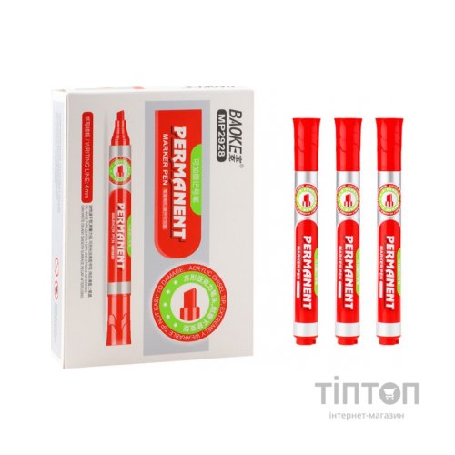 Маркер Baoke водостійкий, 1-4 мм клин. накінечник червоний (MARK-PER-BAO-MP2928R)