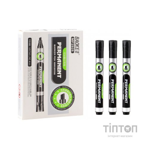 Маркер Baoke водостійкий, 1-4 мм клин. накінечник чорний (MARK-PER-BAO-MP2928B)