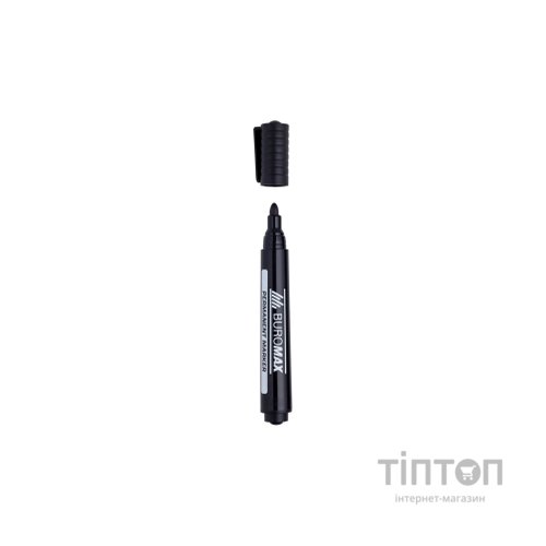 Маркер BUROMAX Permanent "JOBMAX", round tip, black, 12шт (BM.8700-01)