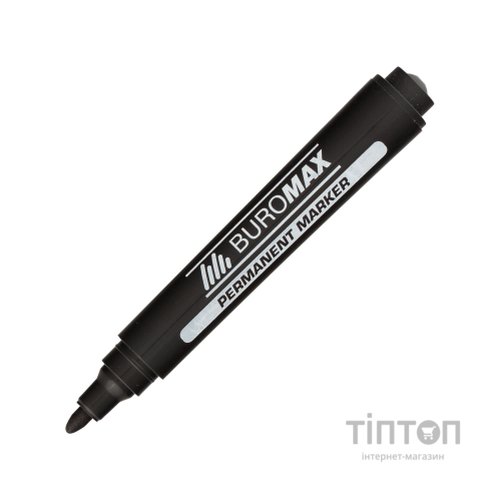 Маркер BUROMAX Permanent "JOBMAX", round tip, black, 12шт (BM.8700-01)