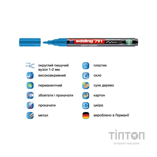 Маркер Edding Paint e-791 1-2 мм круглий блакитний (e-791/10n)