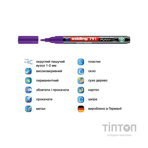 Маркер Edding Paint e-791 1-2 мм круглий фіолетовий (e-791/08n)