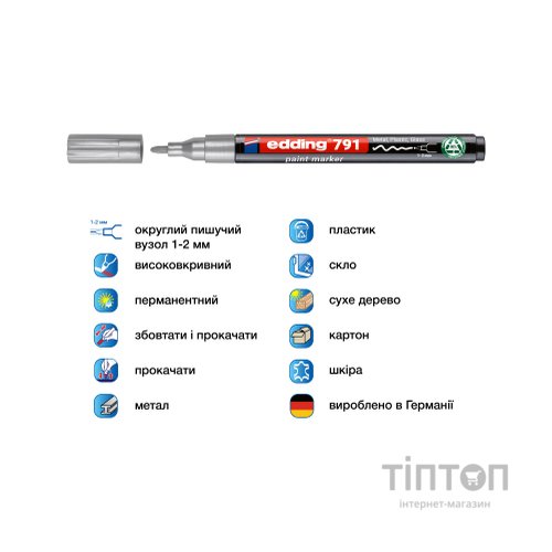 Маркер Edding Paint e-791 1-2 мм круглий срібний (e-791/54n)