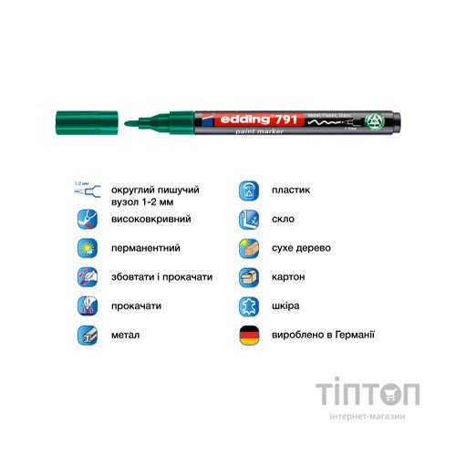 Маркер Edding Paint e-791 1-2 мм круглий зелений (e-791/04n)