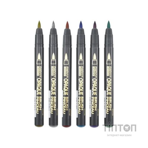 Маркер Marvy Набір маркерів на водній основі Opaque Brush, металіки, 6 кольорів (752481951820)