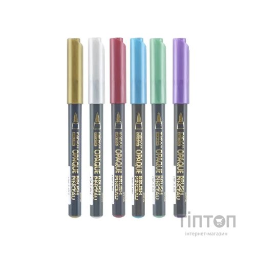 Маркер Marvy Набір маркерів на водній основі Opaque Brush, металіки, 6 кольорів (752481951820)
