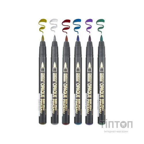 Маркер Marvy Набір маркерів на водній основі Opaque Brush, металіки, 6 кольорів (752481951820)
