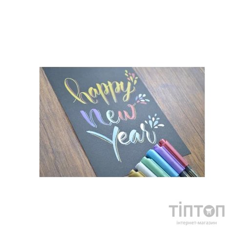 Маркер Marvy Набір маркерів на водній основі Opaque Brush, металіки, 6 кольорів (752481951820)