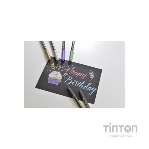 Маркер Marvy Набір маркерів на водній основі Opaque Brush, металіки, 6 кольорів (752481951820)