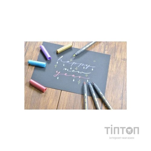 Маркер Marvy Набір маркерів на водній основі Opaque Brush, металіки, 6 кольорів (752481951820)