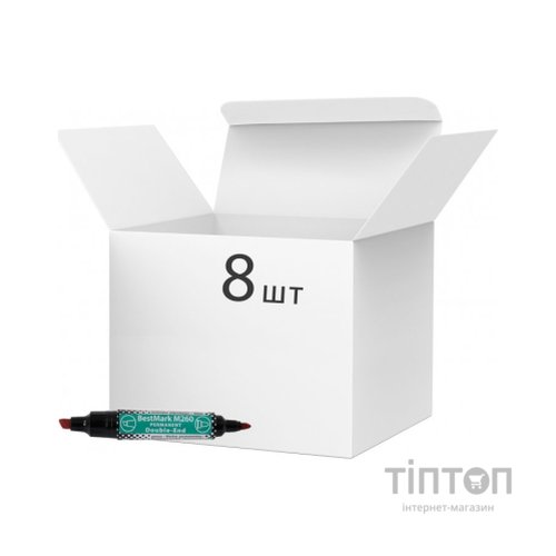 Маркер Stanger водостійкий, двосторонній, 1-4 мм и 1 мм, червоний 8 шт (MARKER-PER-STM260R-8)