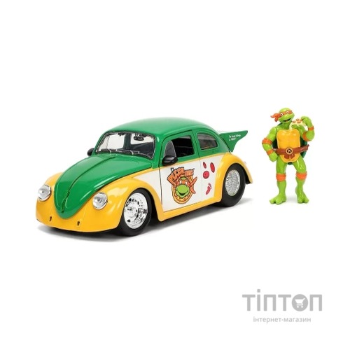 Машина Jada металева Черепашки-Ніндзя Фольксваген Бітл (1959) з фігуркою Мікеланджело, 1:24 (253285002)