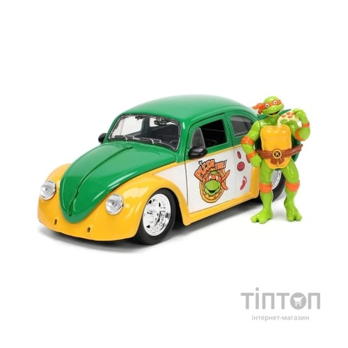 Машина Jada металева Черепашки-Ніндзя Фольксваген Бітл (1959) з фігуркою Мікеланджело, 1:24 (253285002)