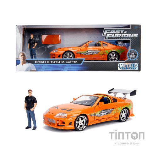 Машина Jada металева Форсаж Toyota Supra (1995) + фігурка Браяна 1:24 (253205001)