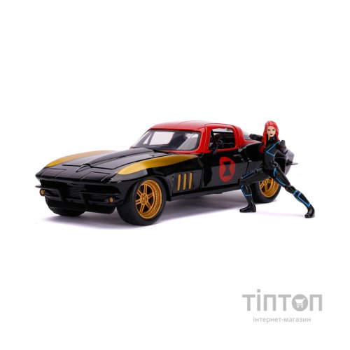 Машина Jada металева Марвел Месники Chevrolet Corvette (1966) + фігурка Чорної вдови 1:24 (253225014)
