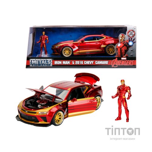 Машина Jada металева Марвел. Месники: Шевроле Камаро (2016) з фігуркою Залізної людини 1:24 (253225003)