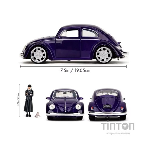 Машина Jada металева Венздей Фольксваген Бітл з фігуркой Венздей, 1:24 (253255076)