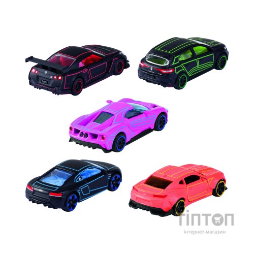 Машина Majorette Набір металевих Яскравий гонщик з неоновими елементами 7.5 см, 5 штук (2053179)