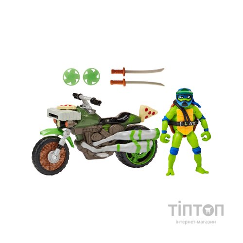 Машина TMNT Бойовий транспорт з фігуркою - Леонардо На Мотоциклі (83431)