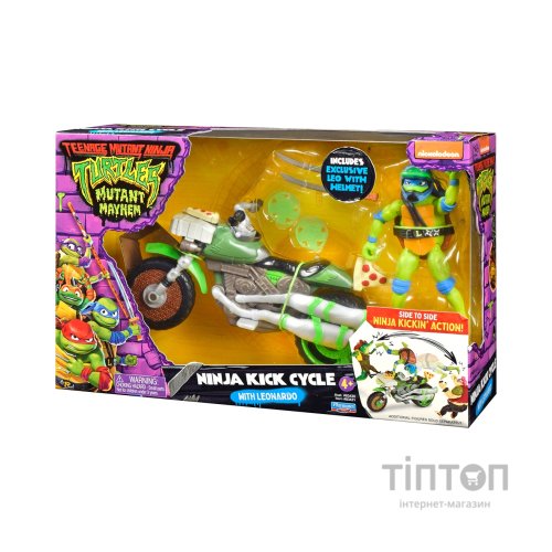 Машина TMNT Бойовий транспорт з фігуркою - Леонардо На Мотоциклі (83431)