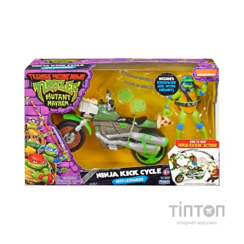 Машина TMNT Бойовий транспорт з фігуркою - Леонардо На Мотоциклі (83431)