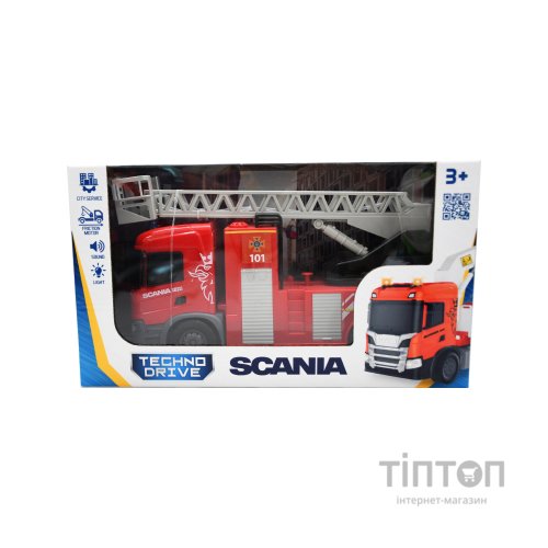 Машинка для дітей TechnoDrive серії Big Truck – Пожежна машина Scania (світло, звук, функ. води) (6407KS)