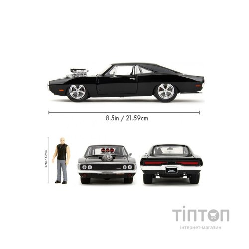 Масштабна модель автомобіля Jada Форсаж Додж Чарджер 1970 з фігуркою Домініка Торетто чорний (9335907314R00)