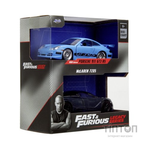 Масштабна модель автомобіля Jada набiр автомоделей Fast and Furious Porsche 911 GT3 R5 і McLaren 7Z05 (253202012)